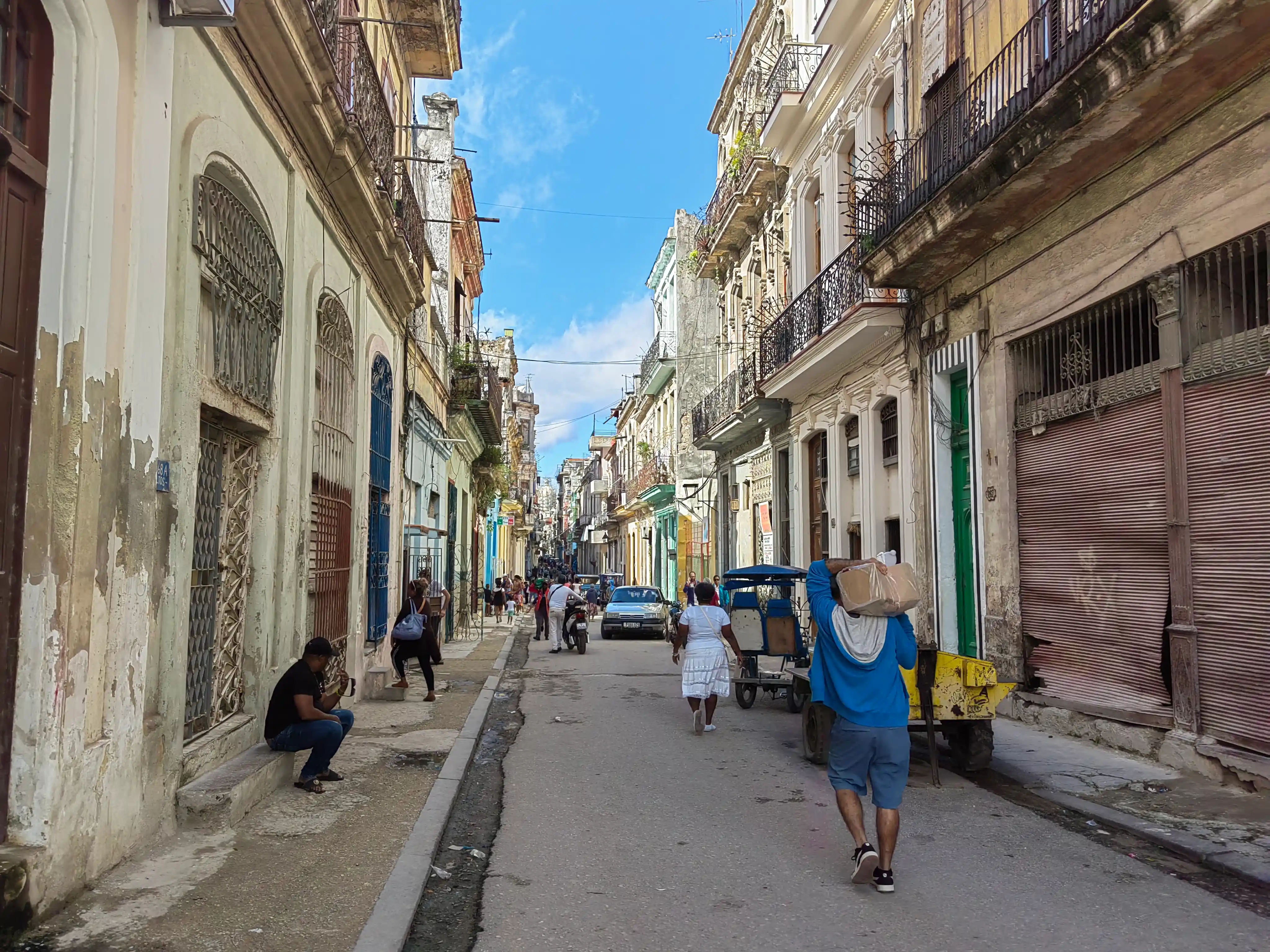 Narrow street with cargo